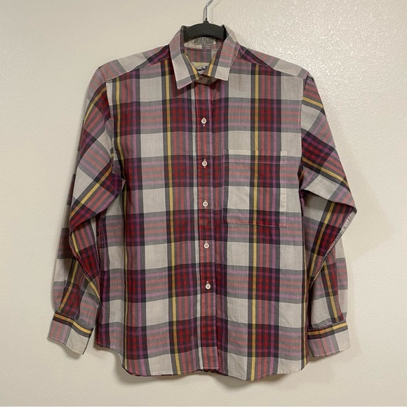 Diane Von Furstenberg Tops - Diane Von Furstenberg Button up Shirt Womens Size 10 Plaid Long sleeve